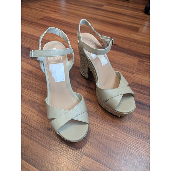 Kaari blue Platform Espadrille Heels- Nude Tan Woven - Size 8 - Picture 5 of 8